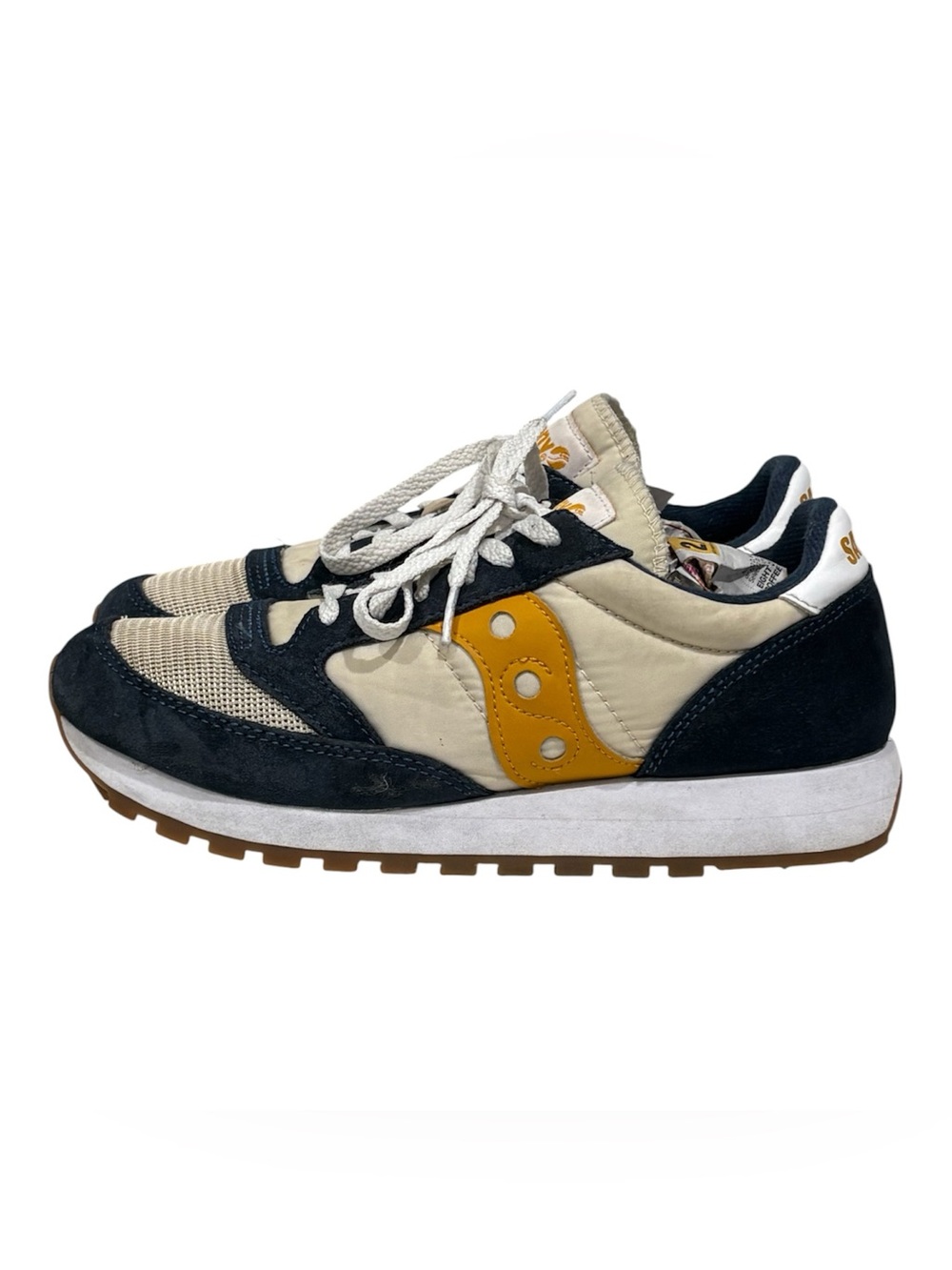 Saucony Men's Low Top Lace-Up Athletic Sneakers Navy/Beige/Yellow S70368-155 - Picture 3 of 7